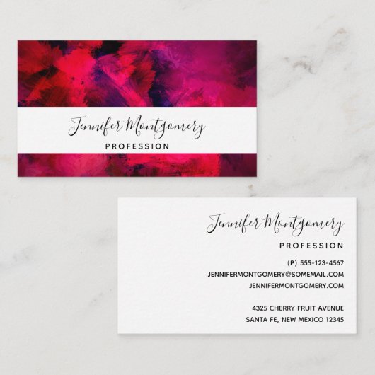 Donkerrood en Paars vet en modern Abstract Visitekaartje (Voorkant / Achterkant)