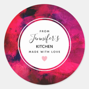 Donkerrood en Paarse Vet & Moderne Abstracte Keuke Ronde Sticker