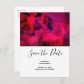 Donkerrood en Paarse Vette Verjaardag Save the Dat Uitnodiging Briefkaart (Voorkant / Achterkant)