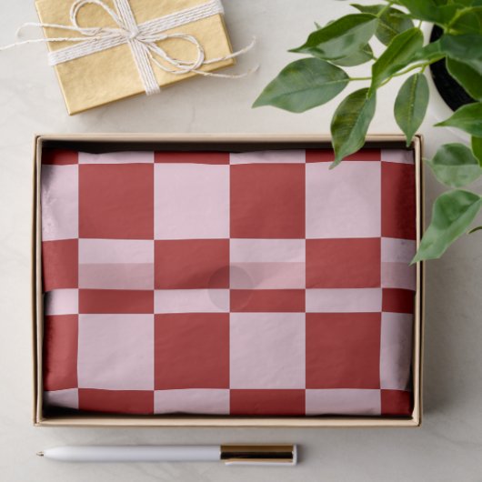 Donkerrood en Pastel Roze Checkerboard Tissuepapier (Geschenk)