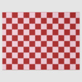 Donkerrood en Pastel Roze Checkerboard Tissuepapier (Voorkant)