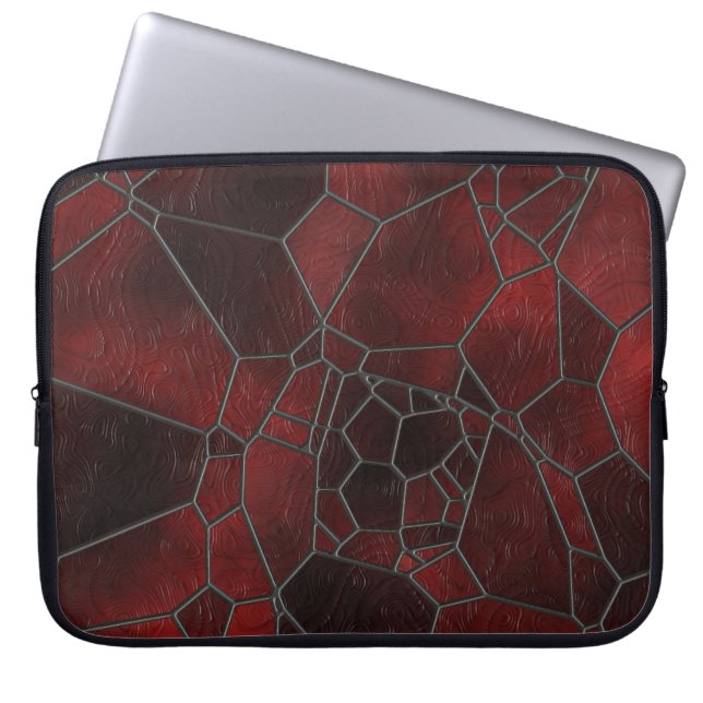 Donkerrood en rood mozaïekglas laptop sleeve (Voorkant)