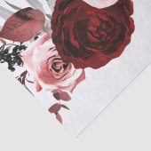 Donkerrood en roze Floral Greenery White Wedding Tissuepapier (Detail)