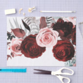 Donkerrood en roze Floral Greenery White Wedding Tissuepapier (Craft)