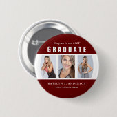 Donkerrood en wit Afstuderen Foto Collage, aangepa Ronde Button 5,7 Cm (Voorkant /achterkant)