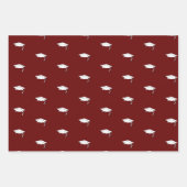 Donkerrood en wit Afstuderen Gefeliciteerd Inpakpapier Vel (Voorkant 2)