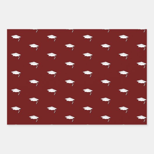 Donkerrood en wit Afstuderen Gefeliciteerd Inpakpapier Vel (Voorkant 2)