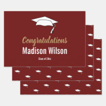 Donkerrood en wit Afstuderen Gefeliciteerd