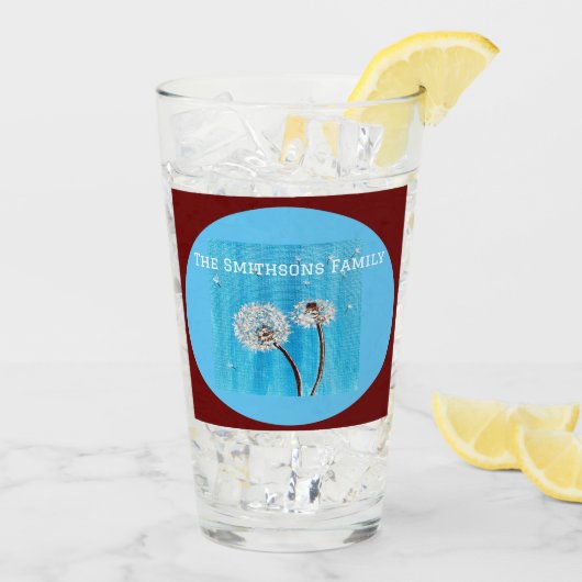 Donkerrood en wit Daisy Flower Gepersonaliseerd Glas (Achterkant ijs)