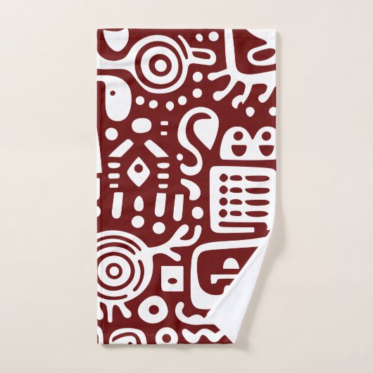 Donkerrood en wit doodles 1 van 4 bad handdoek (Handdoek)