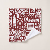 Donkerrood en wit doodles 1 van 4 bad handdoek (Wasdoekje)