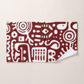 Donkerrood en wit doodles 1 van 4 bad handdoek (Handdoek)