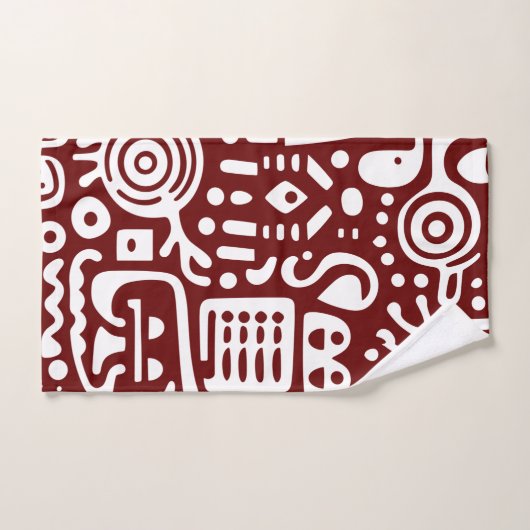 Donkerrood en wit doodles 1 van 4 bad handdoek (Handdoek)