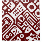 Donkerrood en wit doodles 1 van 4 douchegordijn (Voorkant)