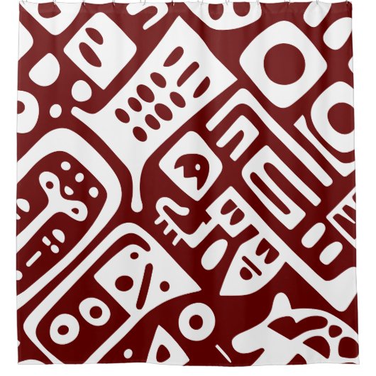 Donkerrood en wit doodles 1 van 4 douchegordijn (Voorkant)