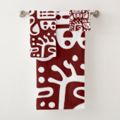 Donkerrood en wit doodles 2 van 4 bad handdoek (Insitu)