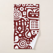 Donkerrood en wit doodles 2 van 4 bad handdoek (Handdoek)