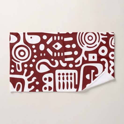 Donkerrood en wit doodles 2 van 4 bad handdoek (Handdoek)