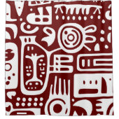 Donkerrood en wit doodles 2 van 4 douchegordijn (Voorkant)