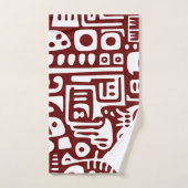 Donkerrood en wit doodles 4 van 4 bad handdoek (Handdoek)