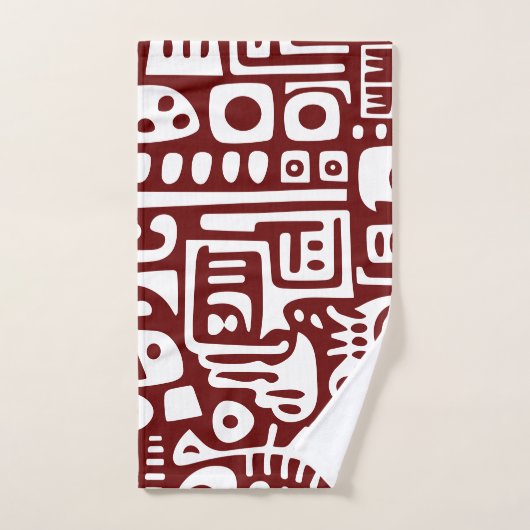 Donkerrood en wit doodles 4 van 4 bad handdoek (Handdoek)