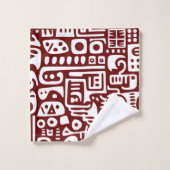 Donkerrood en wit doodles 4 van 4 bad handdoek (Wasdoekje)