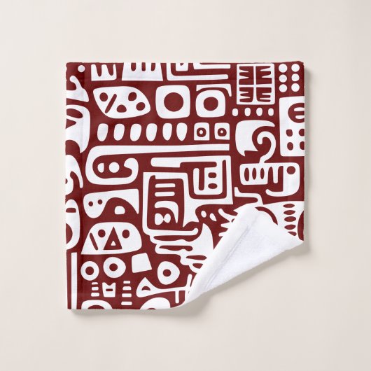 Donkerrood en wit doodles 4 van 4 bad handdoek (Wasdoekje)