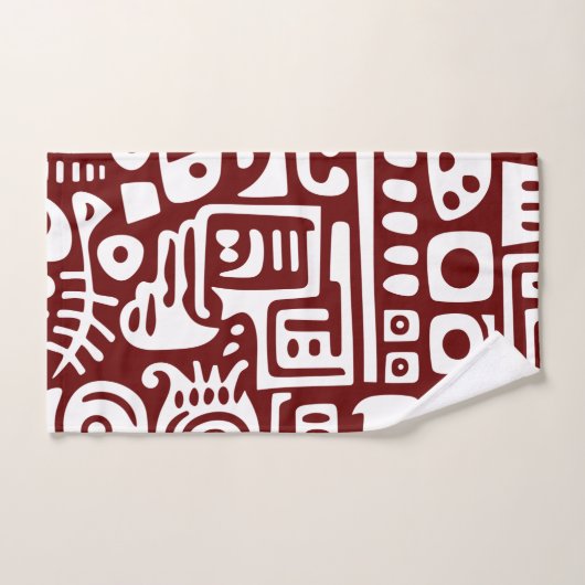 Donkerrood en wit doodles 4 van 4 bad handdoek (Handdoek)