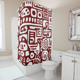 Donkerrood en wit doodles 4 van 4 douchegordijn