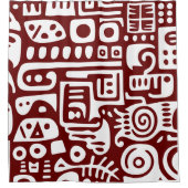 Donkerrood en wit doodles 4 van 4 douchegordijn (Voorkant)