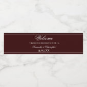 Donkerrood en wit Eenvoudig Elegant Minimalist Waterfles Etiket (Enkel label)