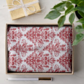 Donkerrood en wit Elegant Damask Patroon Tissuepapier (Geschenk)
