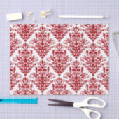 Donkerrood en wit Elegant Damask Patroon Tissuepapier (Craft)