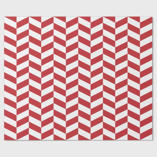 Donkerrood en wit Extra groot herringbone Cadeaupapier (Vlak)