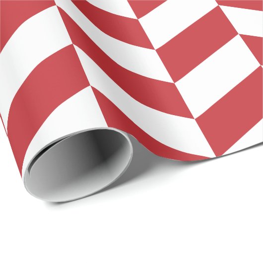 Donkerrood en wit Extra groot herringbone Cadeaupapier (Rol Hoek)