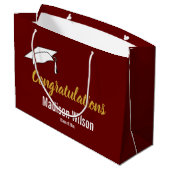 Donkerrood en wit Gefeliciteerd met uw Afstuderen Groot Cadeauzakje (Achterkant Gekanteld)