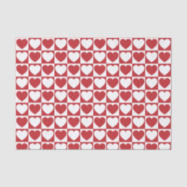 Donkerrood en wit gevarieerd patroon met hart tissuepapier