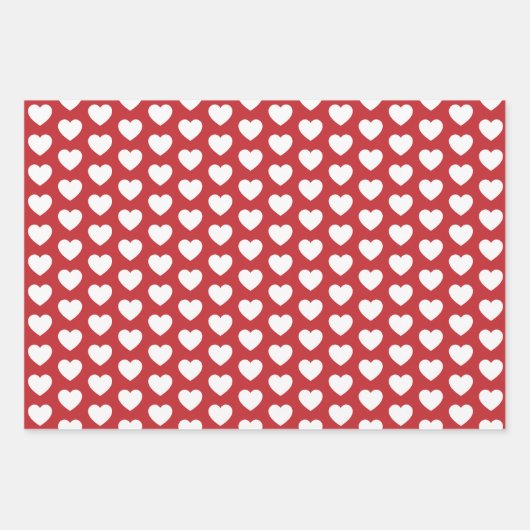 Donkerrood en wit hart inpakpapier vel (Voorkant 2)