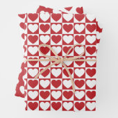 Donkerrood en wit hart inpakpapier vel (In situ)