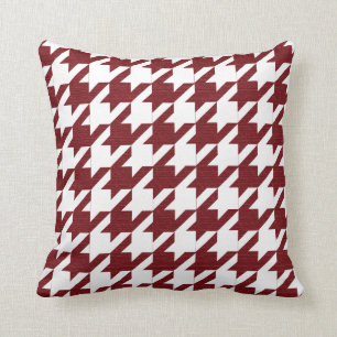 Donkerrood en wit houndstooth-patroon kussen