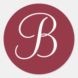 Donkerrood en wit monogram envelop afdichtingen ronde sticker