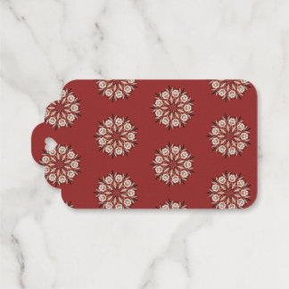 Donkerrood en wit Noors Rosemaling bloemmotief Cadeaulabels