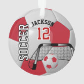 Donkerrood en wit Personaliseer Voetbal Ornament (achterkant)