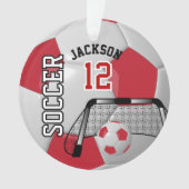 Donkerrood en wit Personaliseer Voetbal Ornament (voorkant)