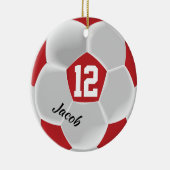 Donkerrood en wit Voetbal Keramisch Ornament (Rechts)