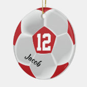 Donkerrood en wit Voetbal Keramisch Ornament (Links)