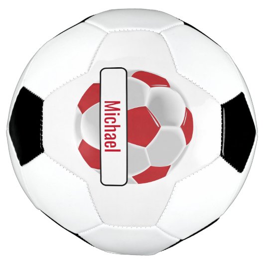 Donkerrood en wit Voetbal met DIY-naam (Gedraaid)