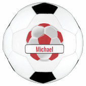 Donkerrood en wit Voetbal met DIY-naam (Voorkant)