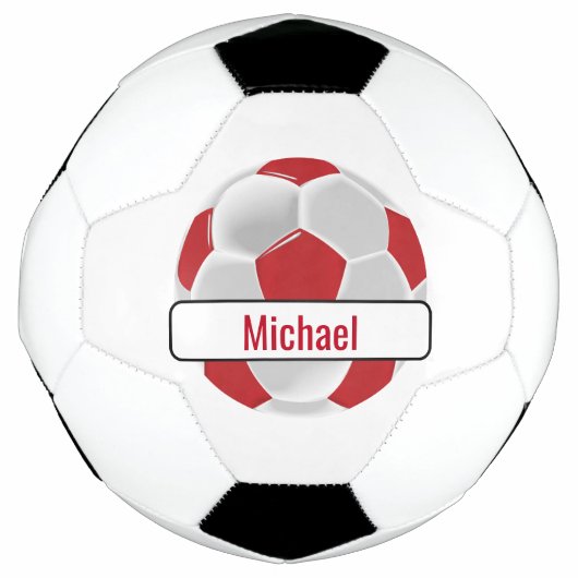 Donkerrood en wit Voetbal met DIY-naam (Voorkant)