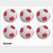 Donkerrood en wit Voetbal Ronde Sticker (Vel)
